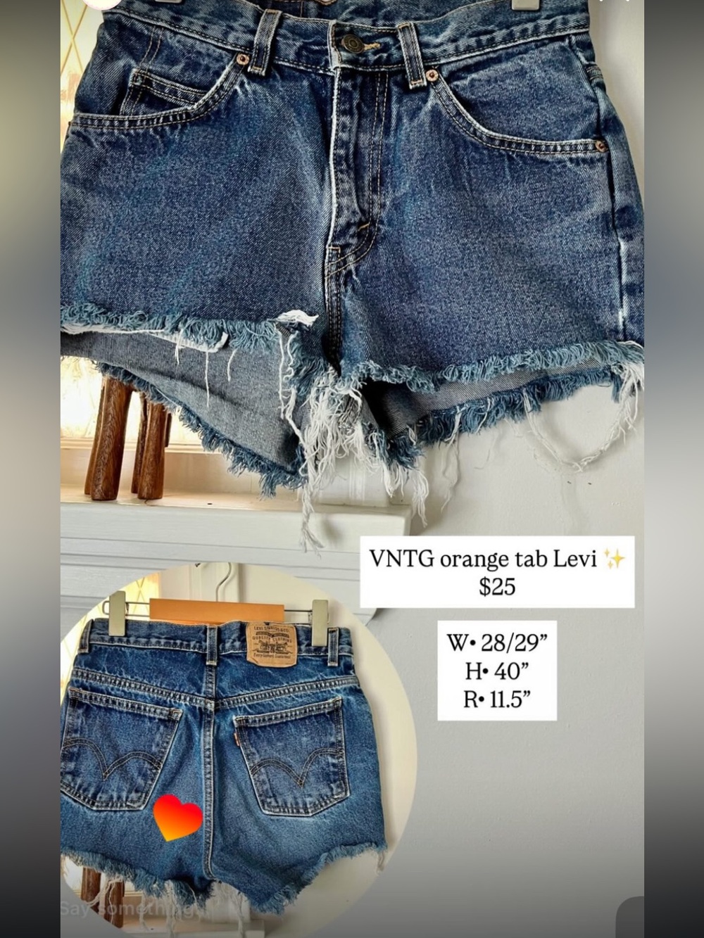 Levi's Blue Distressed Frayed Denim Cutoff Shorts